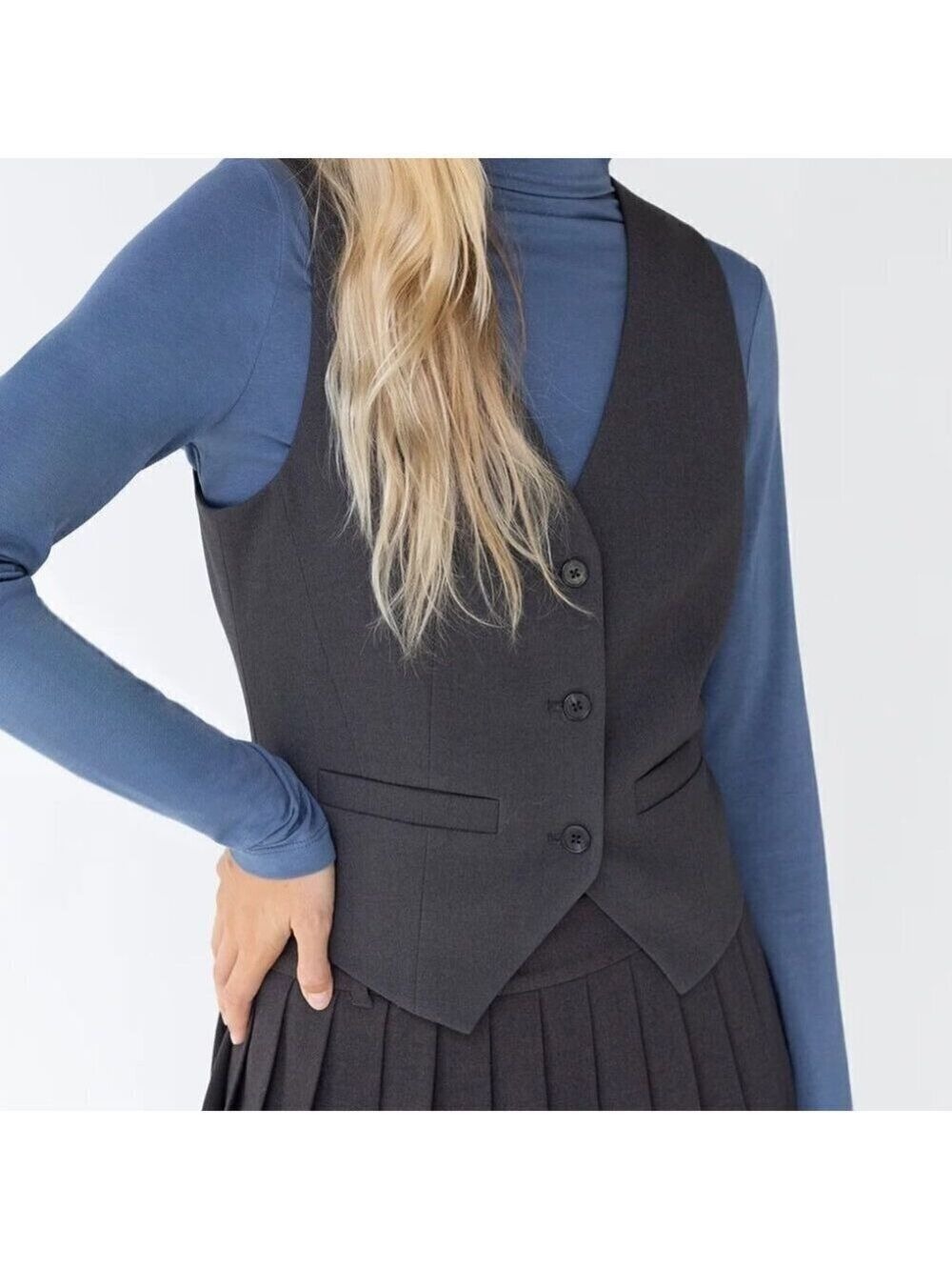 NWT Oak + Fort Wool Blend Suiting Vest Asphalt S